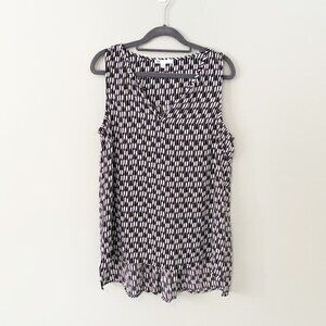 DR2 black white sheer lightweight sleeveless tank top blouse -‎ Medium
